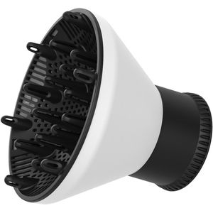 Universele haarverspreider met aanpasbare föhnbevestiging voor föhnmondstukken met een diameter van 4,2 tot 6 cm (wit)