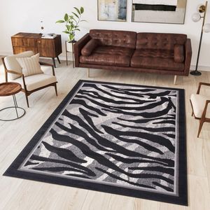 Tapiso Dream Vloerkleed Grijs Modern Zebra Dierenprint Woonkamer Tapijt Maat- 160x220