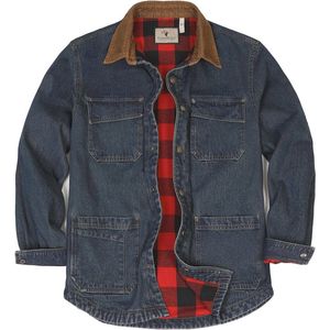 Heren Flanel Gewoven Denim Werkshirt Jas - Herfst & Winter Utility Jeans Shacket