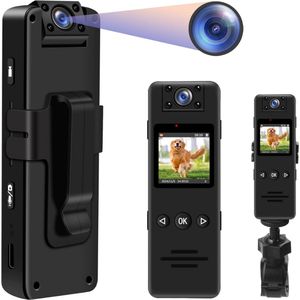 Bodycam - Action Cam - Spycam - Bewegingsdetectie - 180º Draaibare Lens - Bodycam Politie - Full HD - Zwart