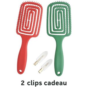 Haarborstel anti klit Rood met 2 clips cadeau