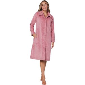 Pastunette - Badjas - Rose Stream - Flanel/Fleece - Knoopsluiting - Roze - Maat XL