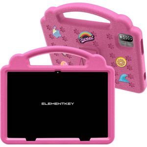 Elementkey Ai-Tab10 MAX - Android 12 Tablet - 192GB Opslag - 6GB Ram Kindvriendelijk, Krachtig - WiFi 6 en IPS-scherm - Stootbestendig - Roze