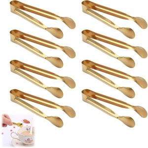 Provento - Set van 8 roestvrijstalen ijsblokjestangen voor bar, bruiloft, feest, keuken - Mini-aperitieftangen suikertangen buffetgrill