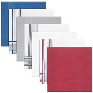 Set van 7 Heren Geverfde Zakdoeken met Satijnen Randen - 100% Katoen, 40x40 cm