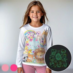 Dierentuin Vrienden - Glow-in-the-dark pyjama - licht roze - maat 80-86 - 1 jaar - 100% katoen
