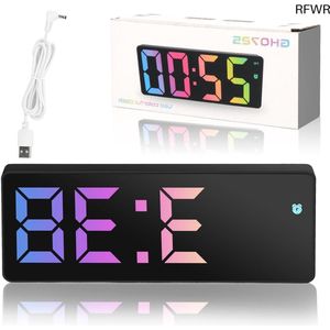 RFWR® LED digitale wekker met snooze functie, temperatuurweergave en instelbare helderheid, USB-batterijvoeding