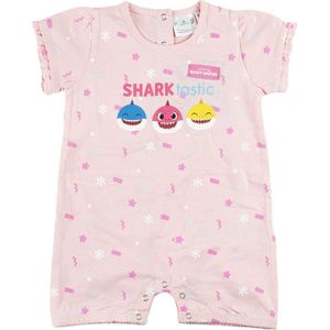 Baby Shark - baby /peuter- meisjes - kraamcadeau - romper / boxpak - Jersey katoen - roze - maat 56/62 (1-3mnd)