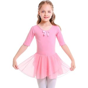 E-Ambar - Meisjes Balletkleding Dansjurk Katoenen Balletpakje met Rok Tutu Roze 100