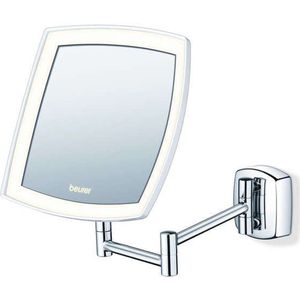 Beurer BS 89 Make up spiegel - LED verlichting rondom - Wandspiegel - Muurmontage - 5x Vergroting - Vierkant 16 x 16 cm - Dimmer - Incl. batterijen - 3 Jaar garantie