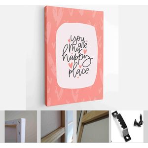 Valentines day peach pink and off-white greeting card vector set with calligraphy love messages - Modern Art Canvas - Vertical - 1859901970 - 50*40 Vertical