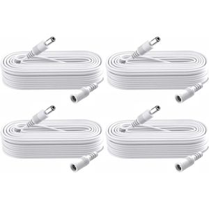 Verlengkabel 1M/3.2ft 12V Stroomaansluitkabel 55 mm x 21 mm Connector voor Voeding - Ondersteunt DC 5V 6V 9V 12V 24V - Geschikt voor Bewakingscamera's - 100CM (Pak van 4)