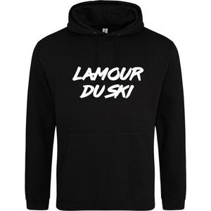 LAMOUR DU SKI Hoodie | Sweater | Capuchon | Trui | Hooded | Print | Zwart | Maat 2XL