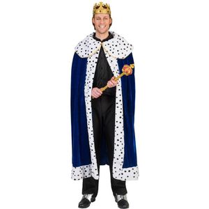 Koning Prins & Adel Kostuum | Koningsblauwe Mantel Arthur | One Size | Carnaval kostuum | Verkleedkleding