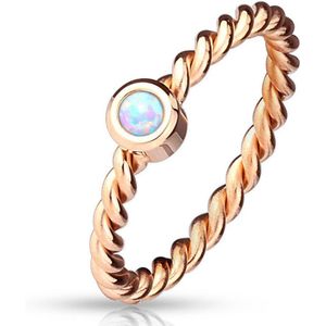 Ring Dames - Ringen Dames - Ringen Vrouwen - Rosé Goudkleurig - Gouden Kleur - Ring - Klassiek met Steentje - Opal