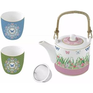 Easy Life Spring Parade-theepot 600 ml inclusief 2 glazen 160 ml-porselein-in doos