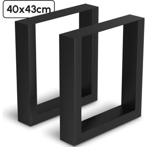 Bodo® - Stalen Onderstel Tafel - Tafelpoten - Set van 2 - U bankpoot 40x43 cm - Zwart