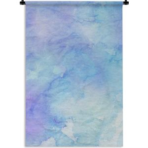 Wandkleed Waterverf Abstract - Abstract werk gemaakt van waterverf met lichtblauwe en lichtpaarse vlekken Wandkleed katoen 90x135 cm - Wandtapijt met foto
