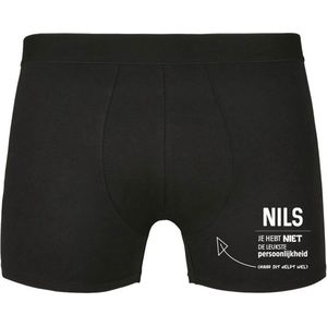 Nils, je hebt niet de leukste persoonlijkheid, maar dit helpt wel Heren Boxershort - relatie - vriend - onderbroek - grappig
