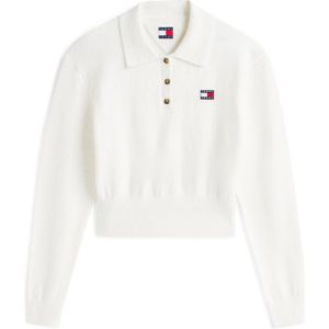 Kort gebreid poloshirt met alpacawol, model 'TJW FLUFFY POLO SWEATER'