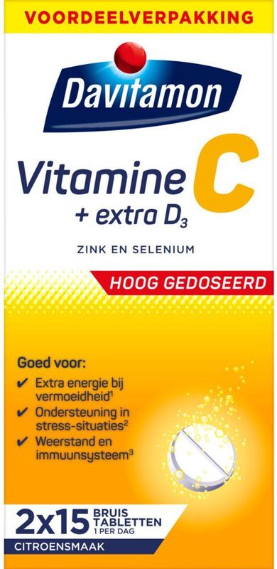 Davitamon - Vitamine C + Extra D3 - 2 x 30 Bruistabletten - Voordeelverpakking