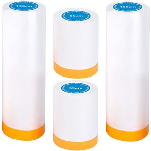 4 rollen afdekfolie met plakband - schilderafdekfolie - goudband-afdekfolie - schilderfolie (2 maten)