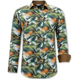 Heren Overhemd Tropical Print - 3114 - Groen