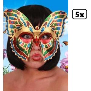 5x Oogmasker Paradijs vlinder - Festival venetie thema feest party masker