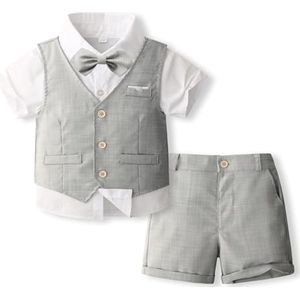4-delig babyjongens zomer bruiloft pak korte mouwen outfit set