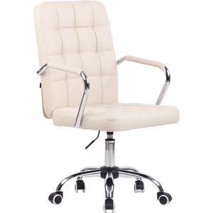 Bureaustoel - Bureaustoel voor volwassenen - Design - In hoogte verstelbaar - Kunstleer - Crème - 56x60x103 cm
