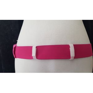 PD-band voor peritoneale dialyse (nierdialyse), maat L, in roze huidvriendelijk (zacht) elastiek voor het opbergen van de katheter en het opbergen van het koppelstuk