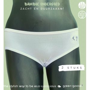 green-goose Bamboe Dames Slip | Set van 2 | Wit, L | Met Gestikt Voetjes Logo | Duurzaam, Ademend en Heerlijk Zacht