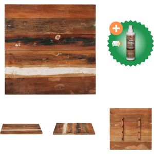 vidaXL Tafelblad vierkant 25-27 mm 70x70 cm massief gerecycled hout - Tafelonderdeel - Inclusief Houtreiniger en verfrisser