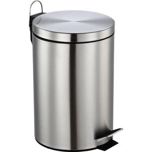 RVS vuilnisbakken/pedaalemmers 12 liter 40 cm - Afvalemmers soft close kantoor/keuken