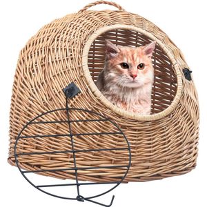 The Living Store Kattenmand - Natuurlijk wilgen - 45x35x35 cm - Voor volwassen katten