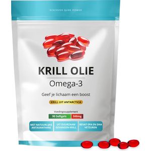 Krillolie Capsules 90 Stuks | 1000 mg per Dag | Rijke bron van Omega-3 | Beste alternatief voor Visolie | Geen vieze nasmaak van vis | 1.5 maanden Krill Olie voorraad