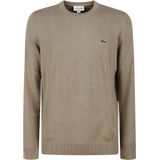 Lacoste Trui ronde halslichtbruin, Effen
