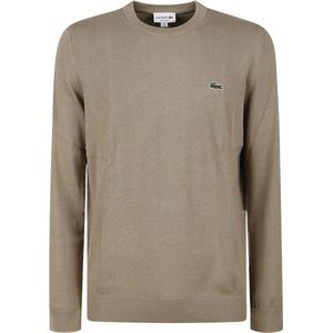 Lacoste Trui ronde halslichtbruin, Effen