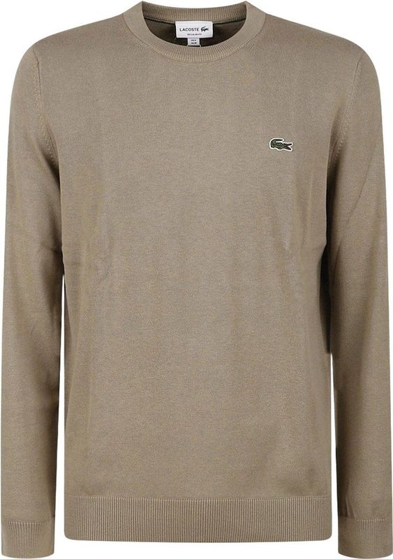 Lacoste Trui ronde halslichtbruin, Effen