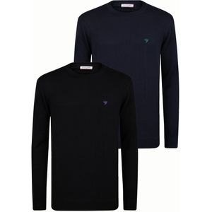 Felix Hardy Sweater Ronde Hals - 2 Pack Heren Zwart-Navy - 2Xl