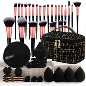 Dutchers® Luxe 47-delige Make-up Set – Make up Kwasten - Brush - Sponsje - Beauty Blender - Poeder Kwast - Kwastenset - Wenkbrauw Borstel - Powder Puff