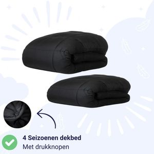 Zelesta® Wonderbed 4 Seizoenen Black - 140x200cm - Dekbed voor het hele jaar - 30 dagen proefslapen - Bedrukt dekbed - Wasbaar dekbed zonder overtrek - Tweedelig met Drukknopen