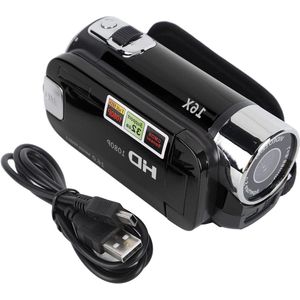 1080P 16MP Handheld Videocamcorder met 16x Digitale Zoom, 2.7 Inch TFT Scherm en USB-kabel (Zwart)