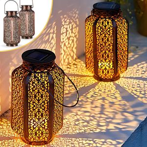 Goliving Solar Tafellamp Spark – Buitenlamp – 2 Stuks – Buiten Lantaarn – Tuinverlichting op Zonne-energie – LED Buitenverlichting – Hanglamp – 21 cm – Metaal – Brons