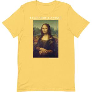 Famous Piece - Kunst T-shirt - Leonardo da Vinci 'Mona Lisa' - Unisex - Geel - S