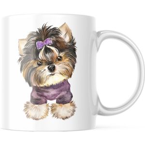 Mok met aquarel: Yorkshire Terrier | Honden Mok | Grappige Cadeaus | Grappige mok | Koffiemok | Koffiebeker | Theemok | Theebeker
