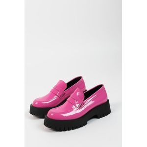 Sacha - Dames - Roze leren platform loafers - Maat 37