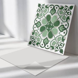 Wallfluent Vinyl Wandpaneel - Plantenpatroon met bladeren Zelfklevend Wandpaneel - 50 cm x 50 cm - Groente PVC wandpaneel - Set van 4 - Vierkant Wandbekleding Vinyl - Patroon Wandpaneel - PVC Muurpaneel - Wandpaneel Keuken en Badkamer