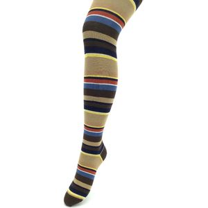 Bonnie Doon Biologisch Katoenen Maillot Dames Gestreept Donker Bruin maat 38/40 S/M - Uitstekende pasvorm - Gladde Naden - OEKO-TEX gecertificeerd - Bio Cotton StripeTights - Duurzaam Huidvriendelijk Bio Katoen -bruin - Dark Brown - BP251903