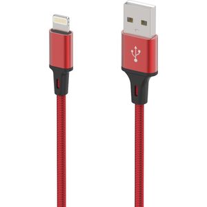 Oplaadkabel 1M Geschikt voor: Lightning kabel Nylon gevlochten snoer Geschikt voor: iPhone 14 13 12 11 Pro Max Mini XR XS X 8 7 6 Plus 6s SE 2020 rood